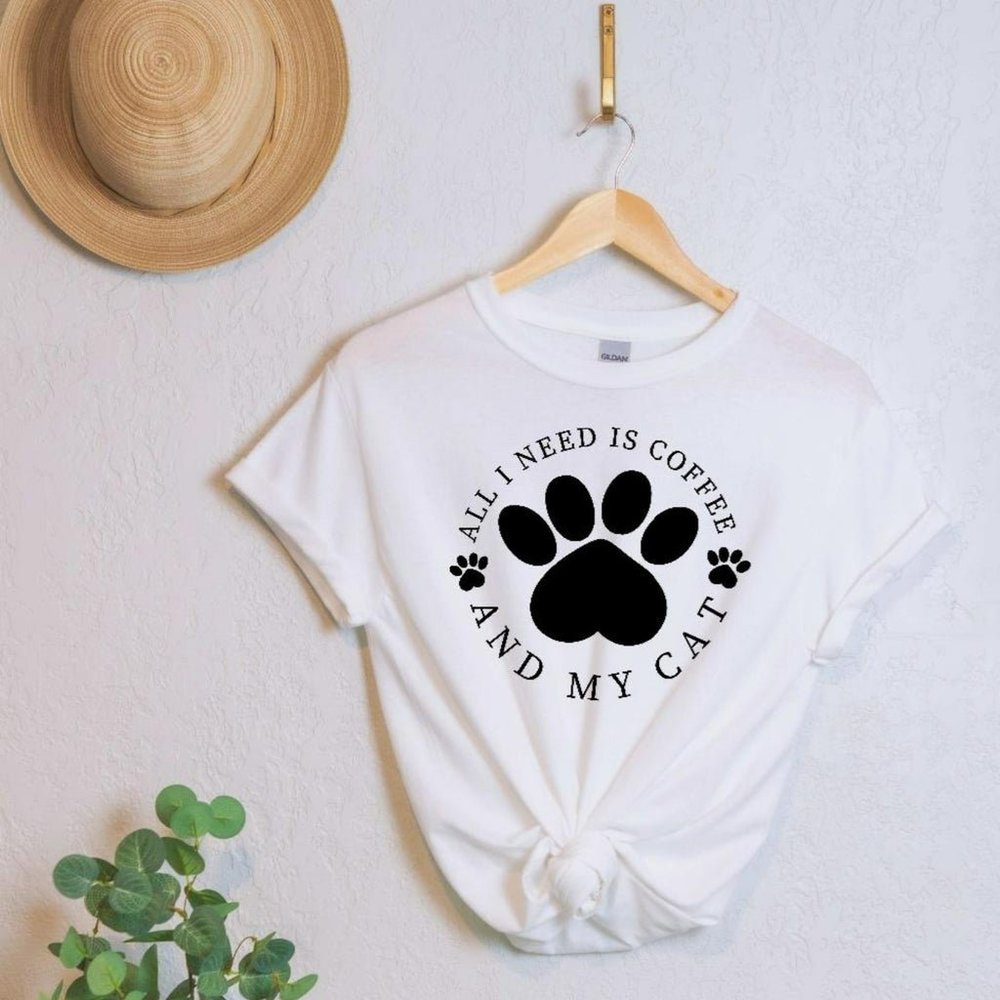 T-shirt, women's shirt, cat mom, coffee and my cat